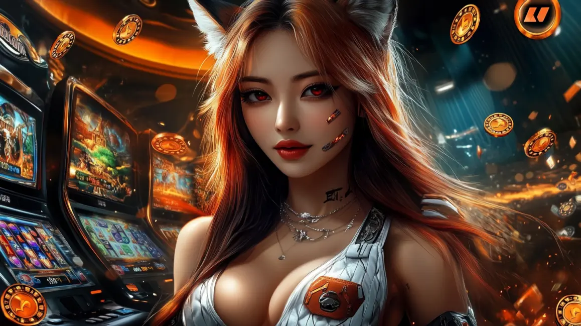 A glamorous woman with white hair gestures towards the giant wheel of the popular 'Crazy Time' live casino game, an exciting and interactive show available to play now at RICH TURBO.