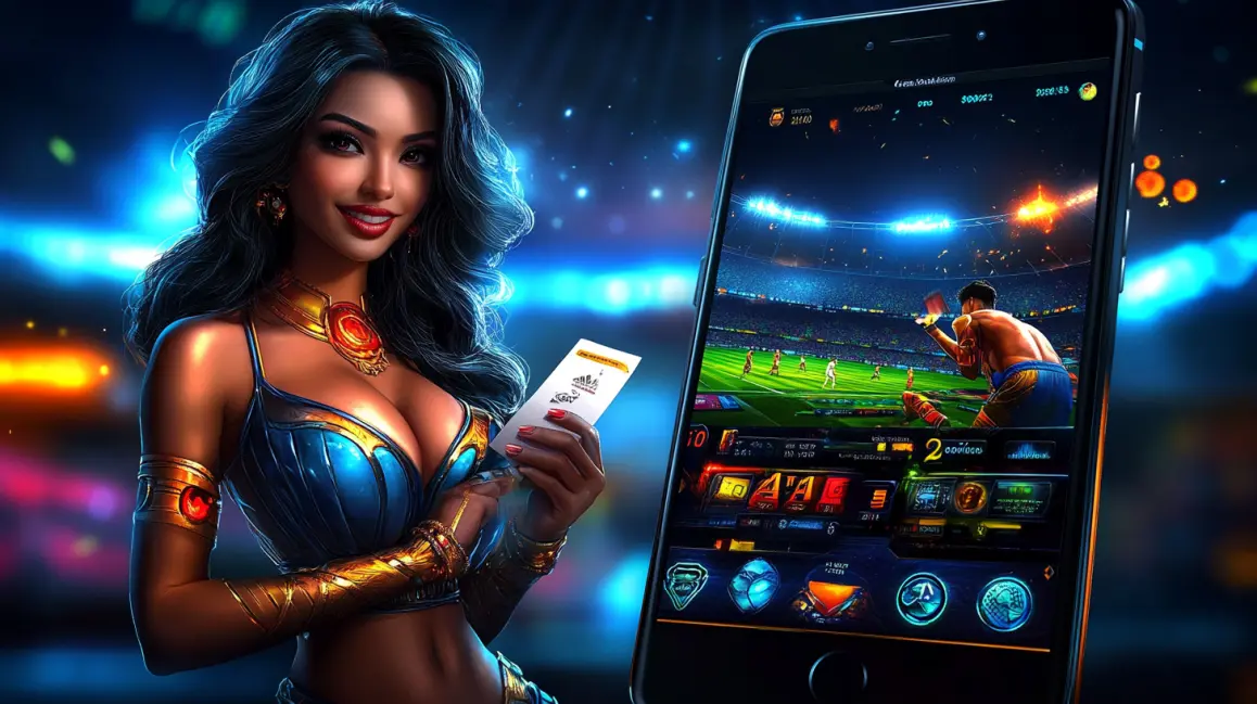 An animated woman is framed by a phone screen showing a 'LOGIN CASINO' sign, inviting you to sign in to the fun and vibrant world of RICH TURBO online casino games.
